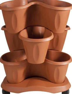Bissolo Casa Vasi<Vendita online di VASO TRIFOGLIO: SET 3 VASI + SOTTOVASO COLOR TERRACOTTA