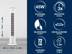 Bissolo Casa Piccoli Ventilazione|Ventilazione<VENTILATORE A TORRETTA 3 VELOCITA 45W H 72CM