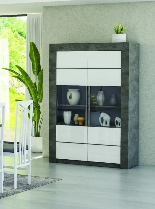 Bissolo Casa Credenze E Vetrine<VETRINA 2 ANTE MOD. CAPRI OSSIDO E BIANCO LUCIDO in vendita online
